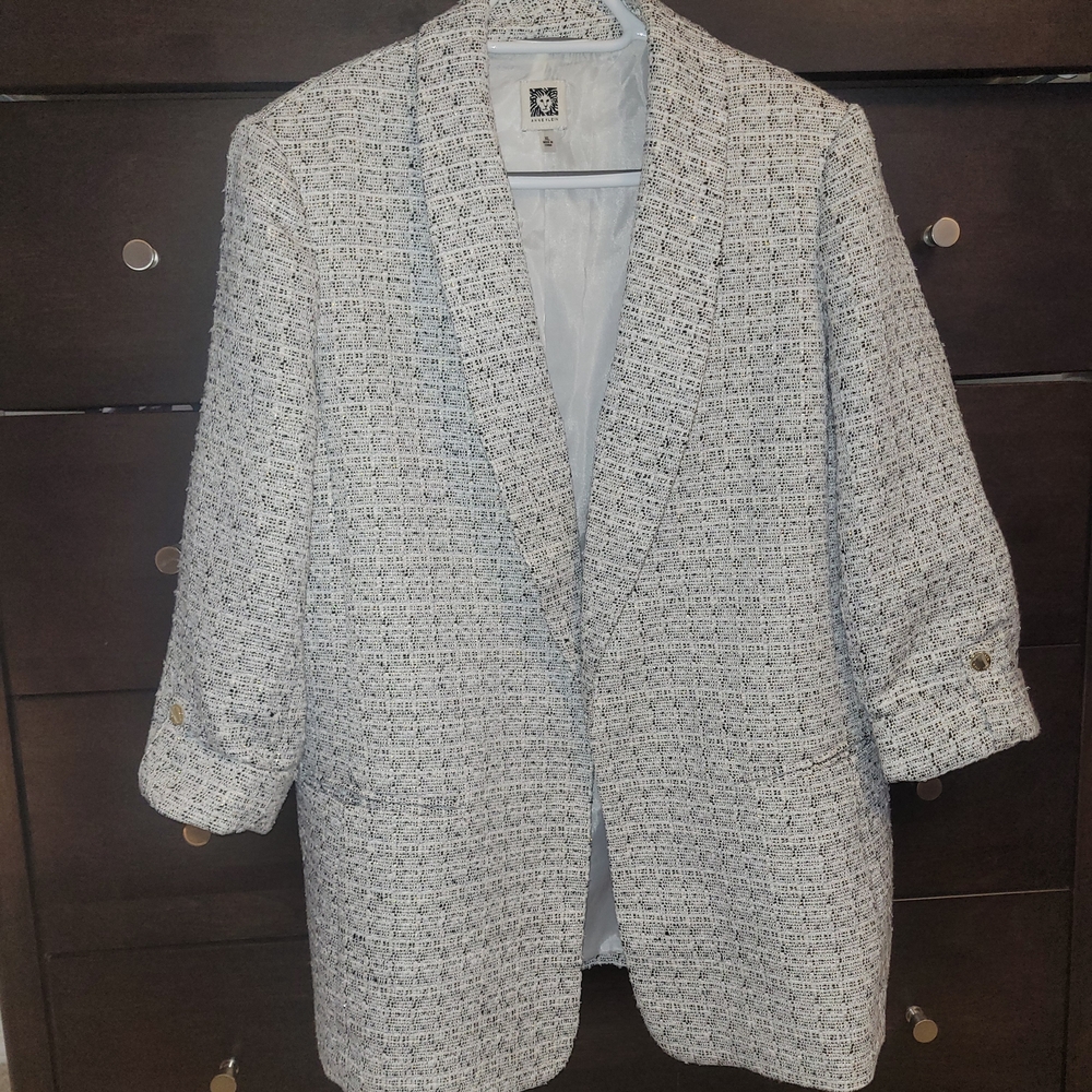 Anne Klein Black and White Tweed Blazer